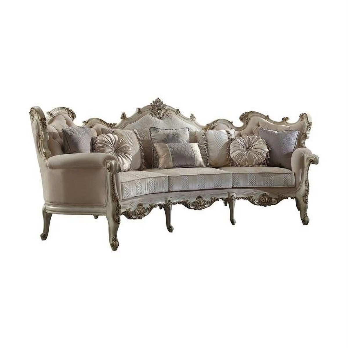 Fabric Antique Pearl Poly Resin Sofa with 8 Pillows S13615