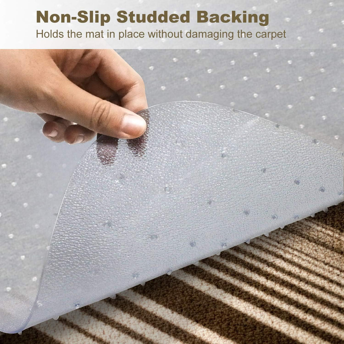Transparent Office Chair Mat for Carpets with Studs (36 X 48 Rectangle) B608967