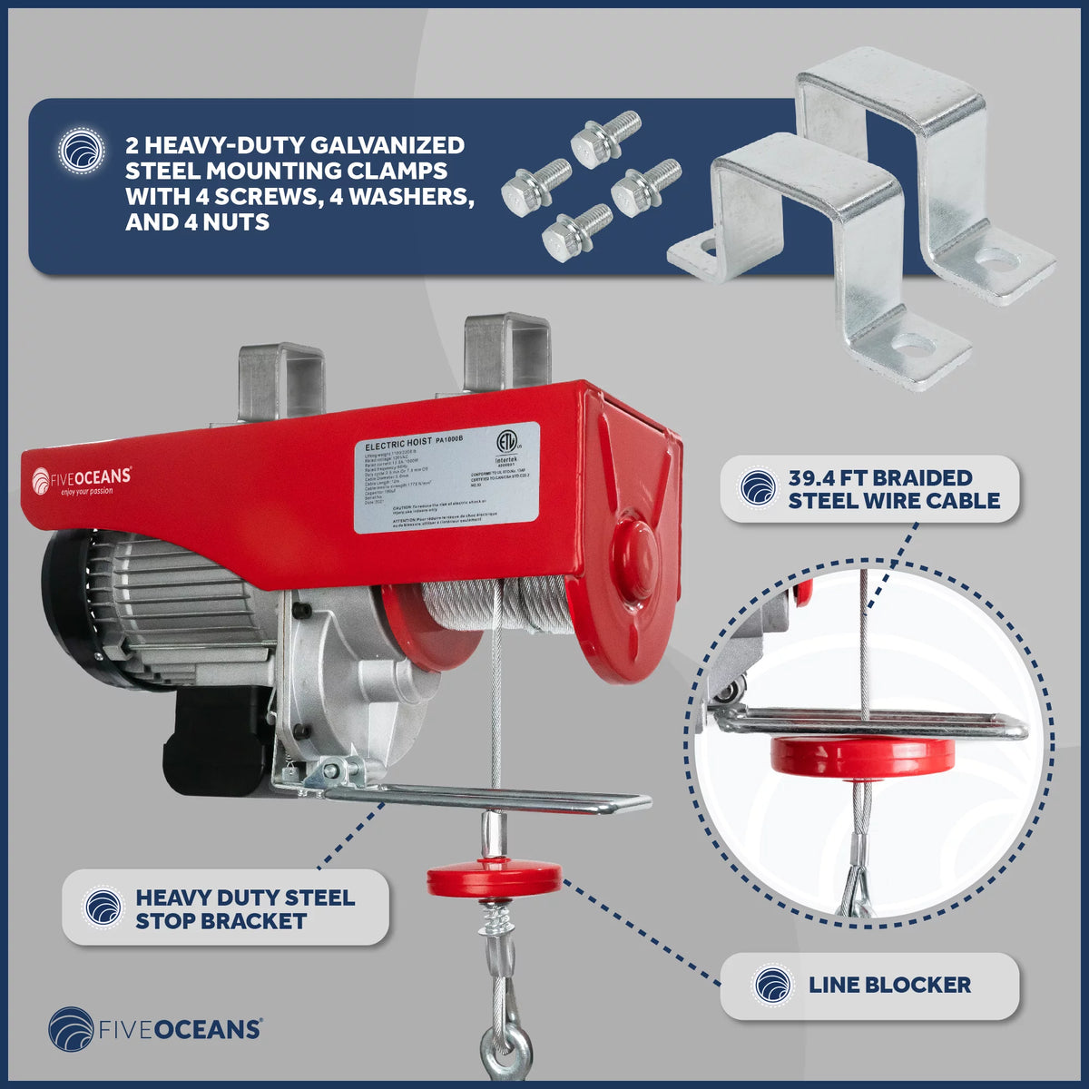 2200 Lb Electric Hoist with 6FT Remote Control J364