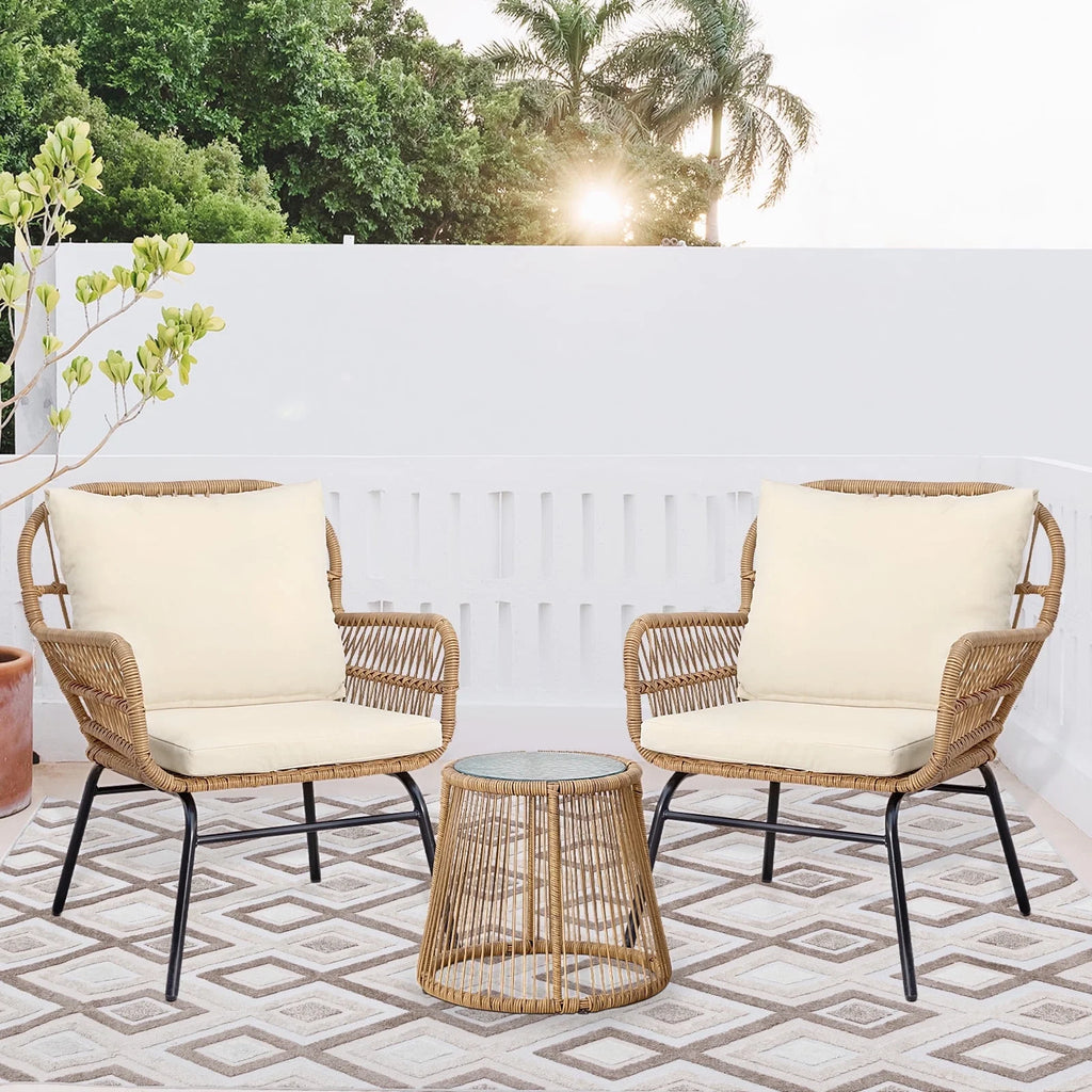 Beige Wicker Outdoor Sectional Sofa E7442