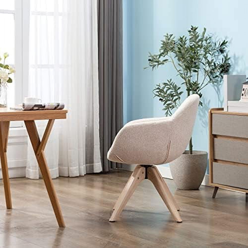 Mid Century Modern Swivel Fabric Accent Chair with Oak Wood Legs B29022