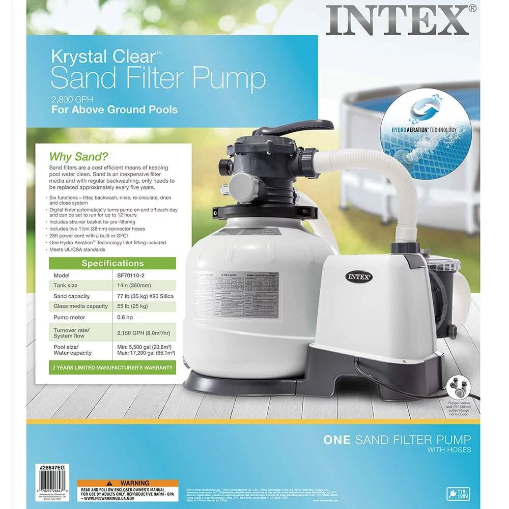 2800 GPH Pool Sand Filter Pump with Plunger Valves E1047