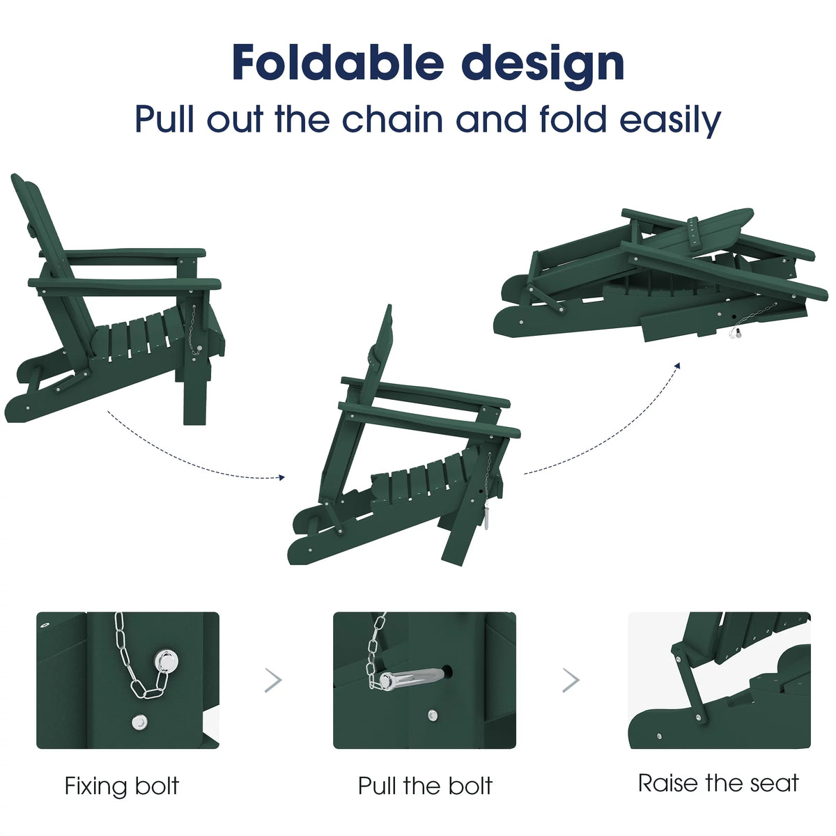 Folding Plastic HDPE Patio Adirondack Chair A4822