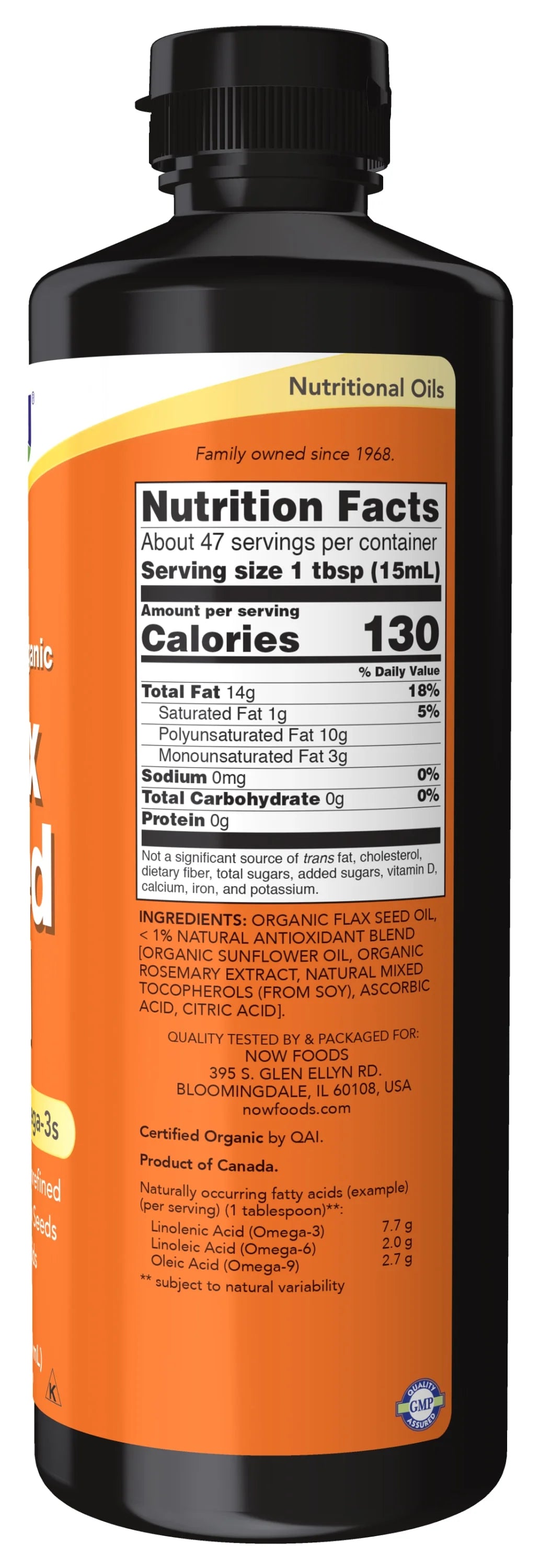 Organic Flax Seed Oil Liquid, Cold-Pressed, Unrefined, 24-Ounce V62695