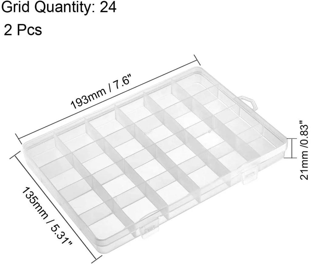 Plastic 24 Grids Electronic Component Storage Box Pack of 2 W52183