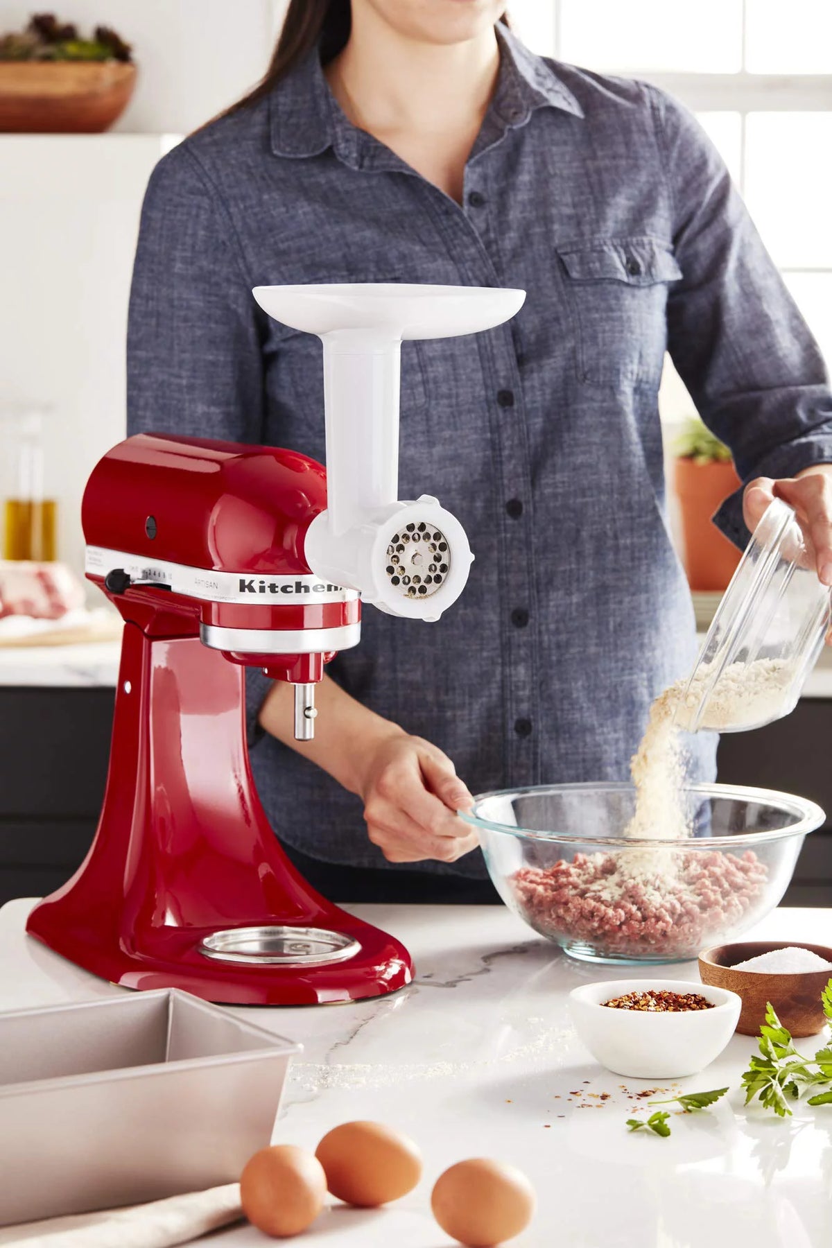 White Food Grinder Attachment S196371