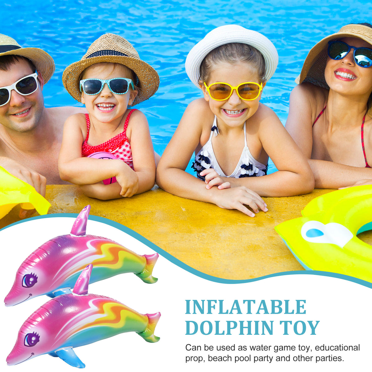 2 Pcs Inflatable Dolphin Toy Swimming Pool Learning Toys W729