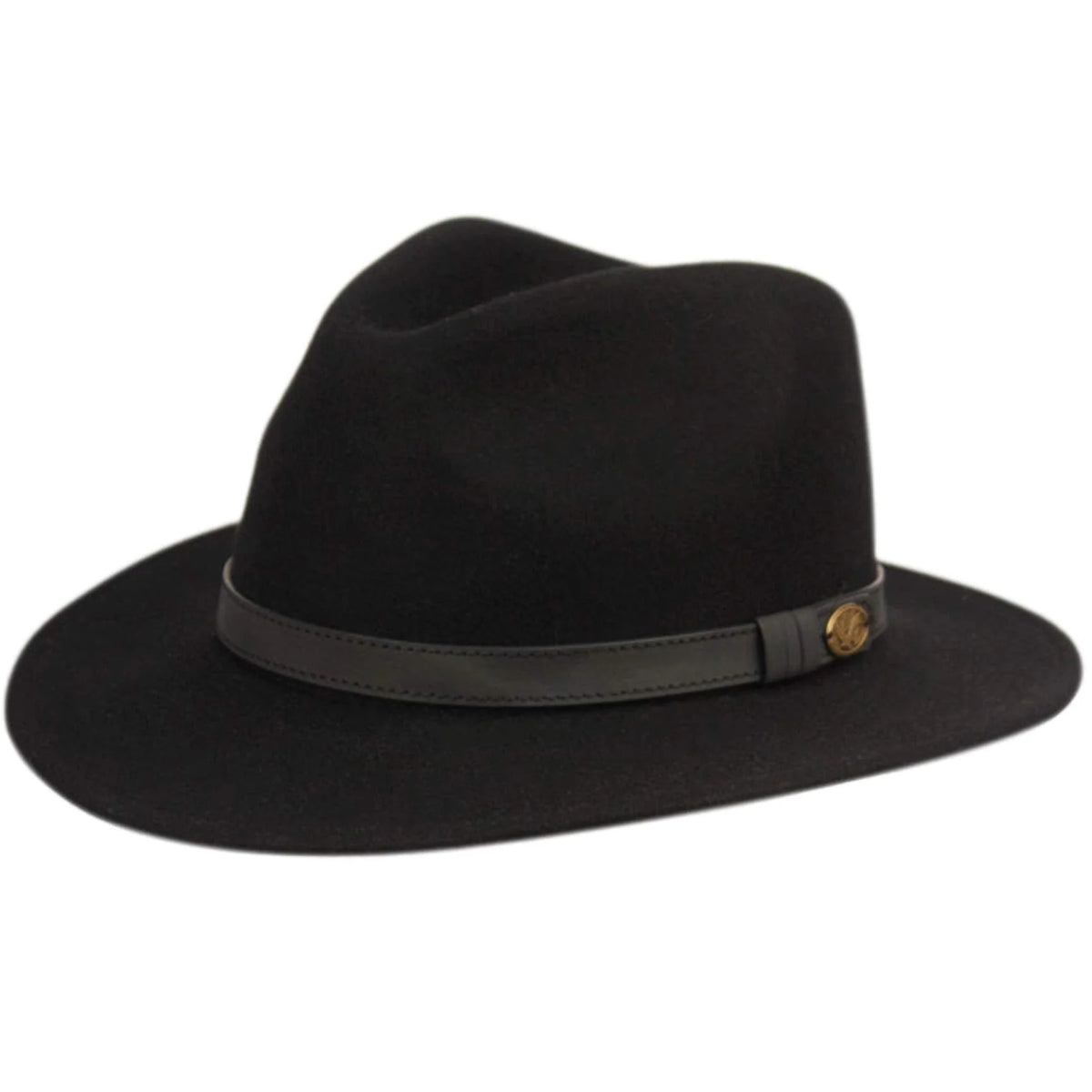 Wool Felt Outback Fedora with Faux Leather Band O92712