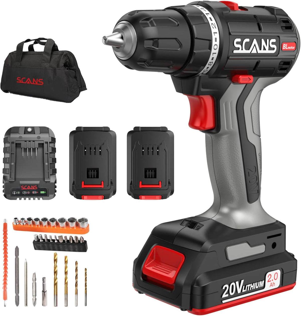 Cordless Drill/Driver Kit, 20V MAX, 3/8" Keyless Chuck, 28 pcs Accessories, Pack of 2 R54003