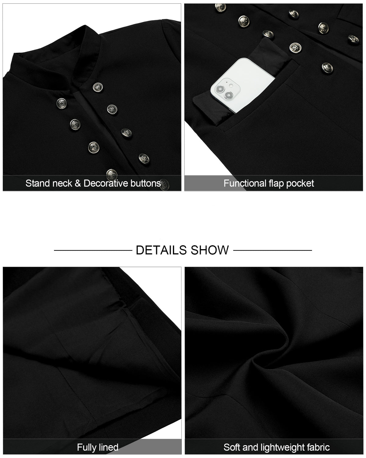 Women's Button Military Blazer Jacket Suit O308522