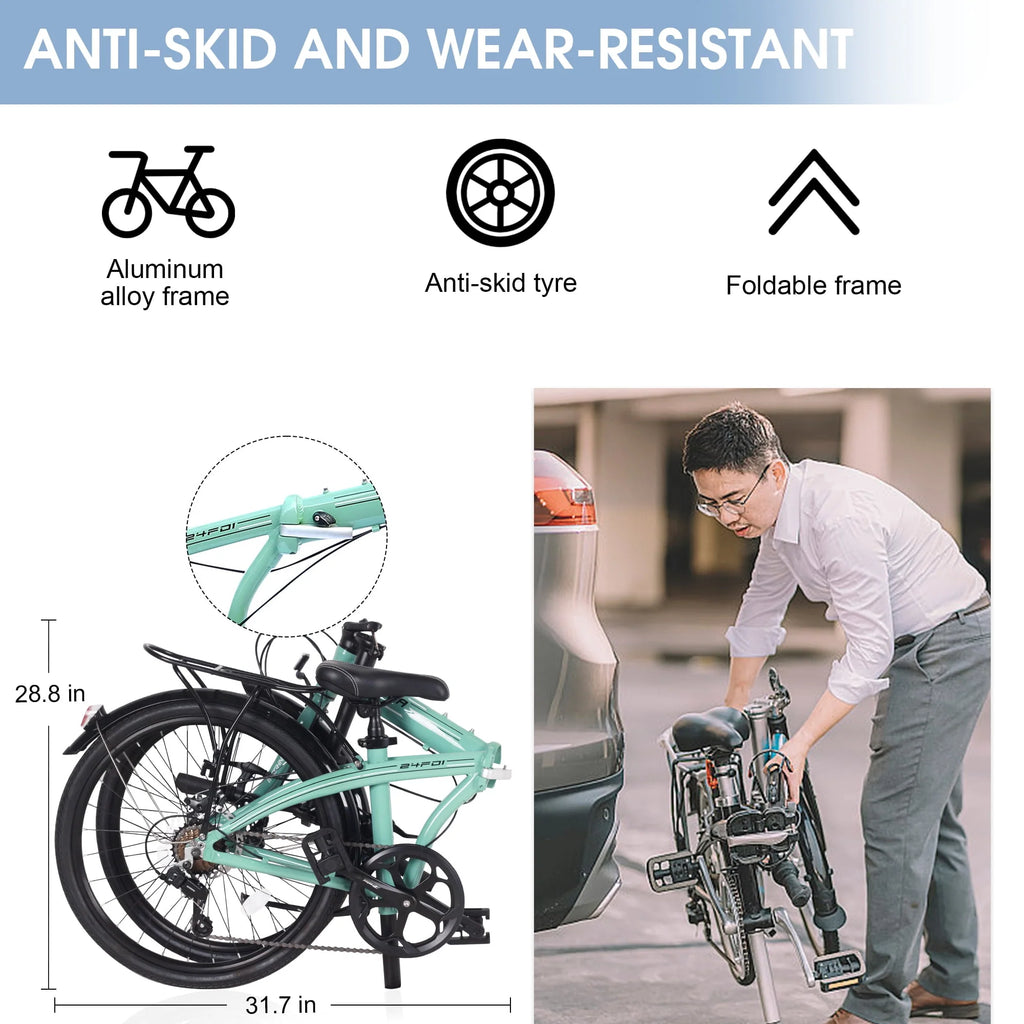Blue 7 Speed Aluminum Folding Bike Q38031
