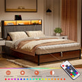 Full Size Lift Up Storage Platform Bed with Wingback Headboard X70217