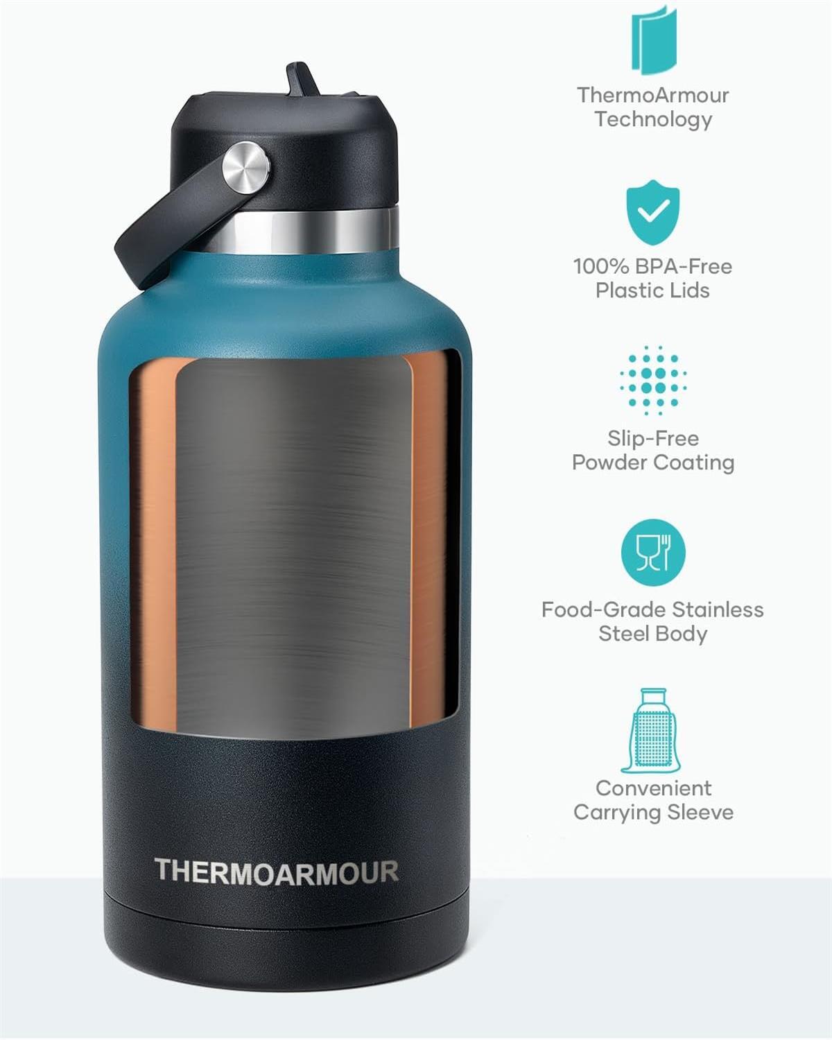 64 oz Insulated Stainless Steel Water Bottle with Two Lid B22466