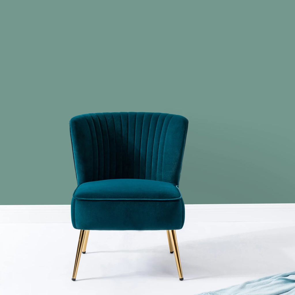 Teal Velvet Armless Accent Chair O837