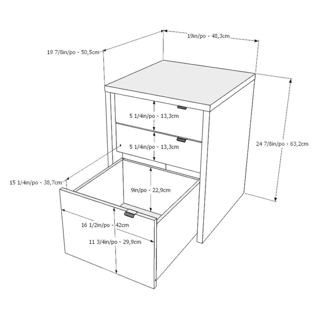 3 Drawer Wood Composite Filing Cabinet B93440