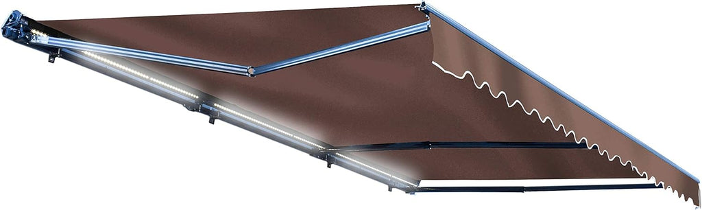 Motorized Retractable Patio Awning, 16x10 Feet, Polyester Canopy, Blue G1624