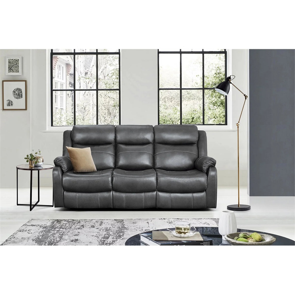 Dark Gray Double Reclining Sofa with Cup Holders A943422