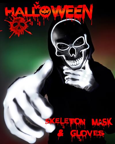 Halloween LED Mask Glow in the Dark Red D49623