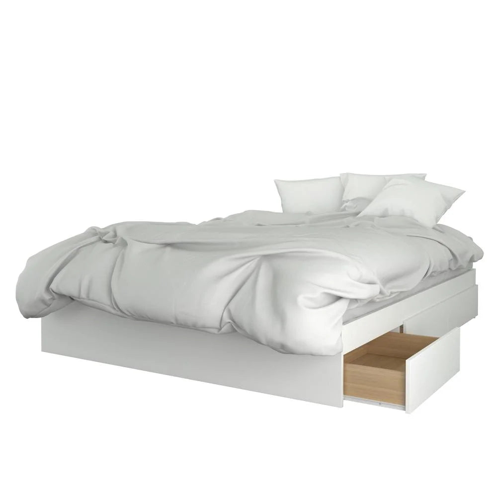 4 Piece Queen Size Bedroom Set Natural Maple and White S44184