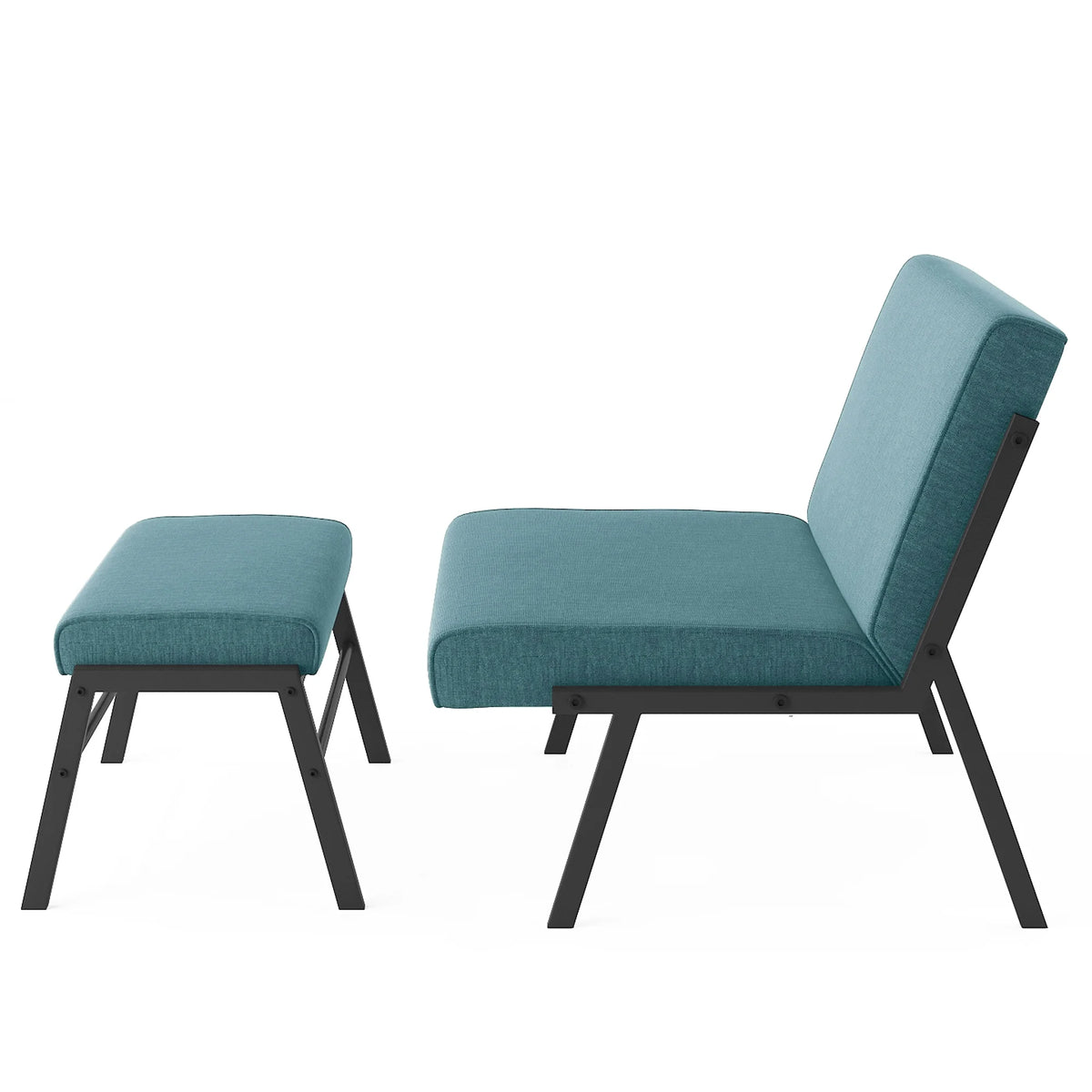 Green Linen Fabric Accent Chair with Ottoman Set R610