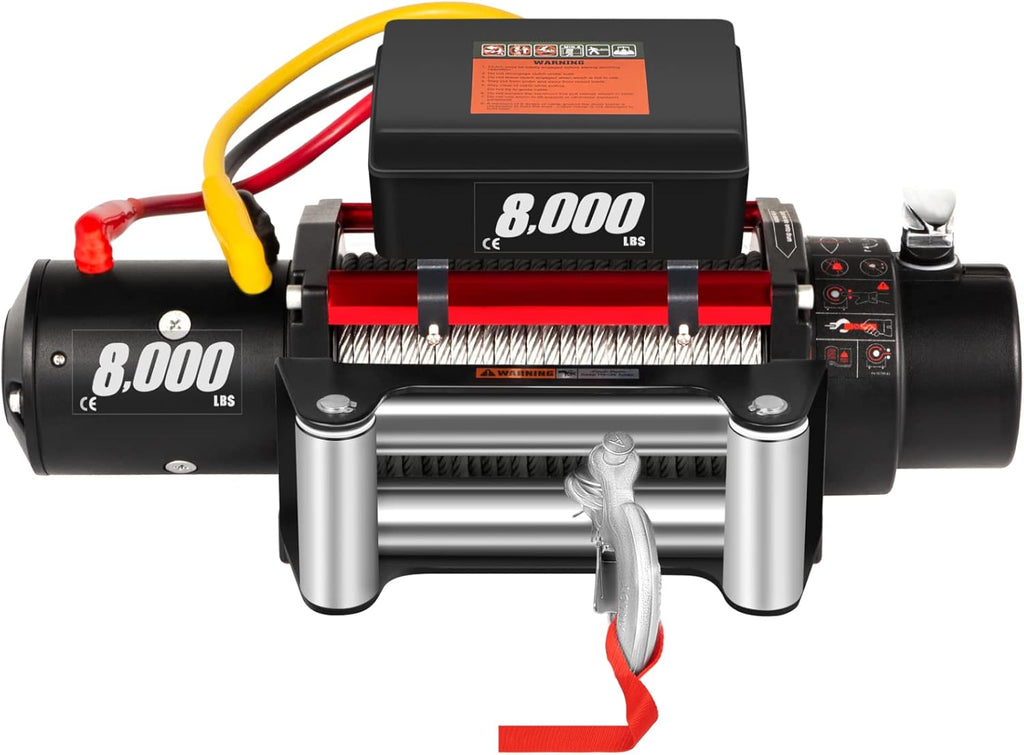 8000lb 12V Electric Winch with Wireless Remote Control Steel Cable D259253