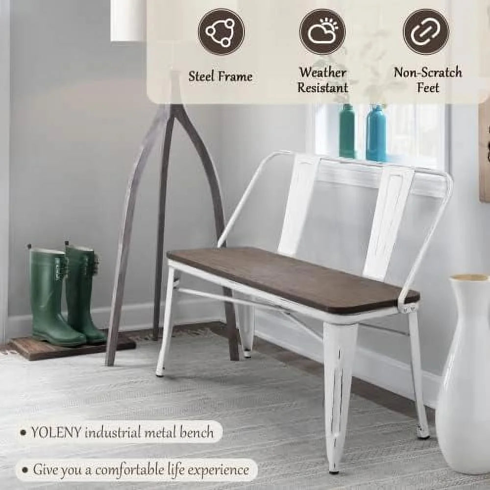 Dining Bench with Back Wood Seat O1996