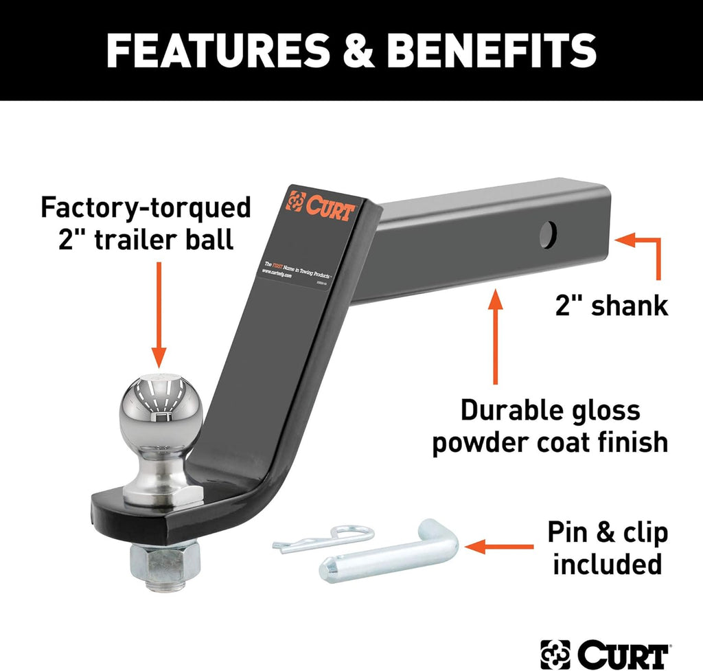 Lifted Truck Trailer Hitch Mount with 2-Inch Ball & Pin, 7,500 lbs, 6-Inch Drop, Black Pack of 2 Z72636