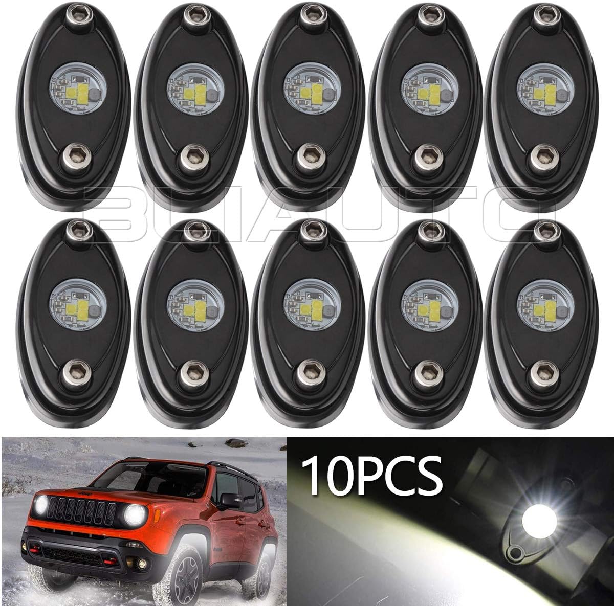 White 10PCS Waterproof LED Rock Light Pods F3580