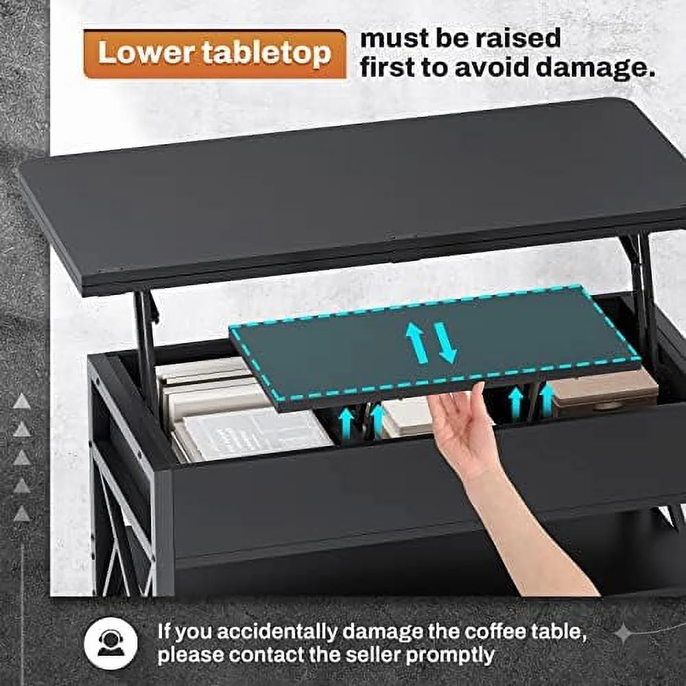 40" Lift Top Coffee Table with 2 Drawers & LED Light H74950