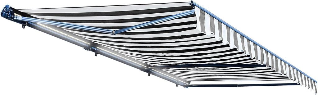 Motorized Retractable Patio Awning, 16x10 Feet, Polyester Canopy, Blue G1624