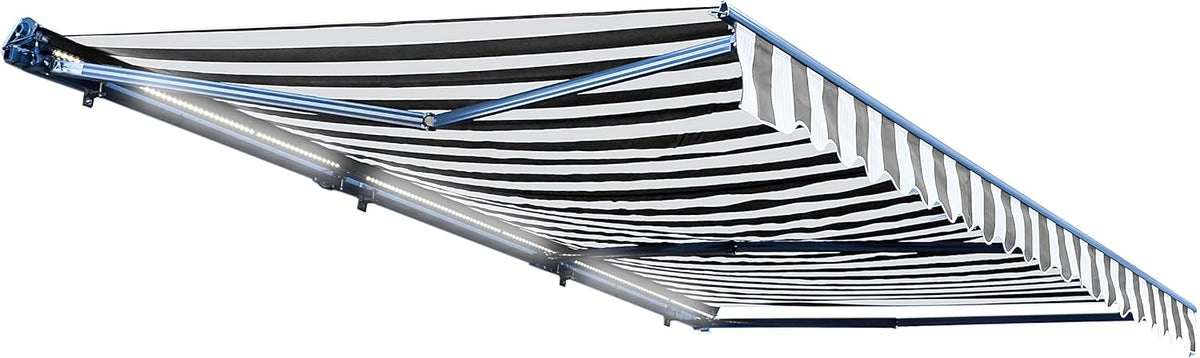 Motorized Retractable Patio Awning, 16x10 Feet, Polyester Canopy, Blue G1624