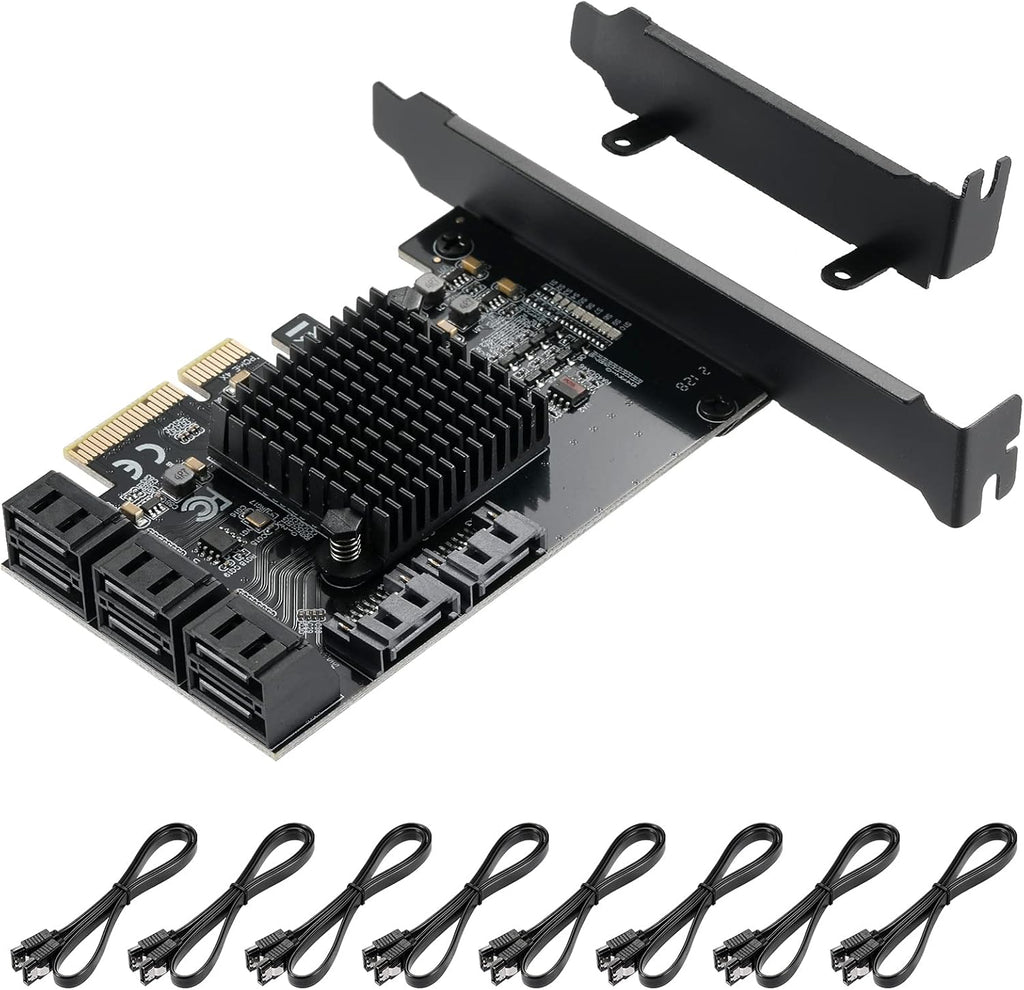 PCIE to SATA 3.0 6 Gbps Controller Card with 8 SATA Cables F90064