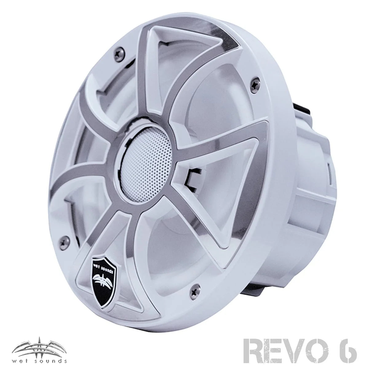 White 6.5 Inch Marine LED Coaxial Speakers with RGB LED Speaker Rings F323