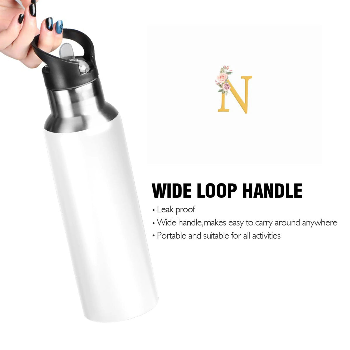 Stainless Steel Insulated Water Bottle with Straw Lid H7100