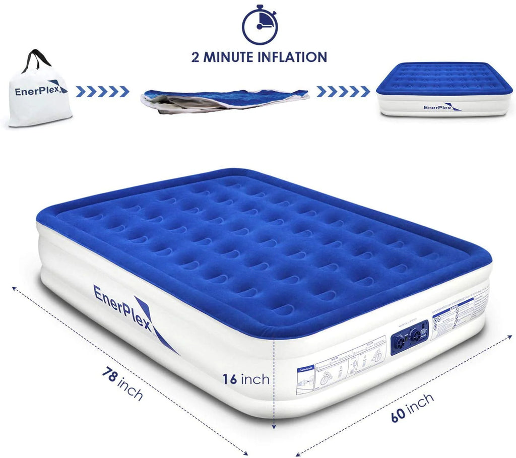 Queen 16 Inch Double High Air Mattress with Built in Pump C166174