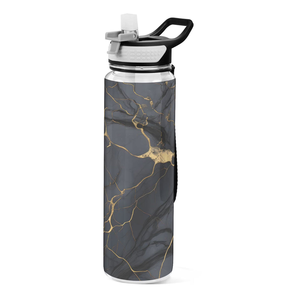 Black and Golden Marble 32oz Tritan Water Bottles with Straw Z965