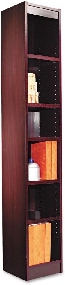 Narrow Profile Bookcase, Wood Veneer, Six-Shelf, Mahogany G577