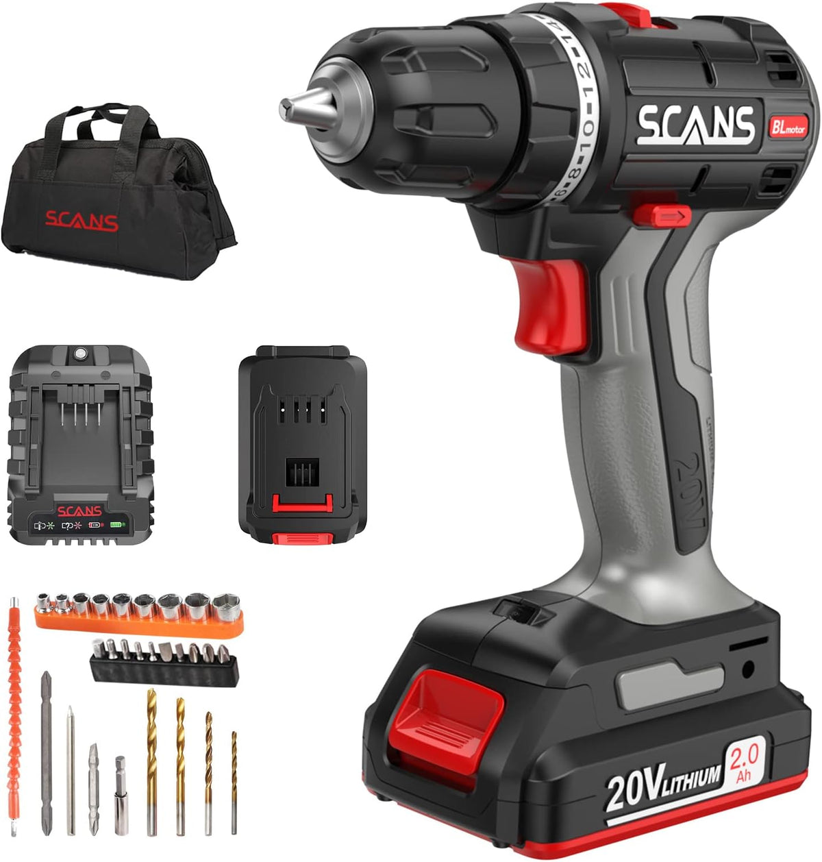 Cordless Drill/Driver Kit, 20V MAX, 3/8" Keyless Chuck, 28 pcs Accessories, Pack of 2 R54003
