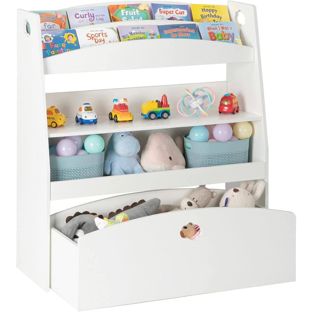 White 4 Shelves Children's Toy and Book Organizer Cabinet Z2415