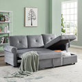 Velvet Reversible Sectional Sleeper Sofa with Storage Chaise F2121