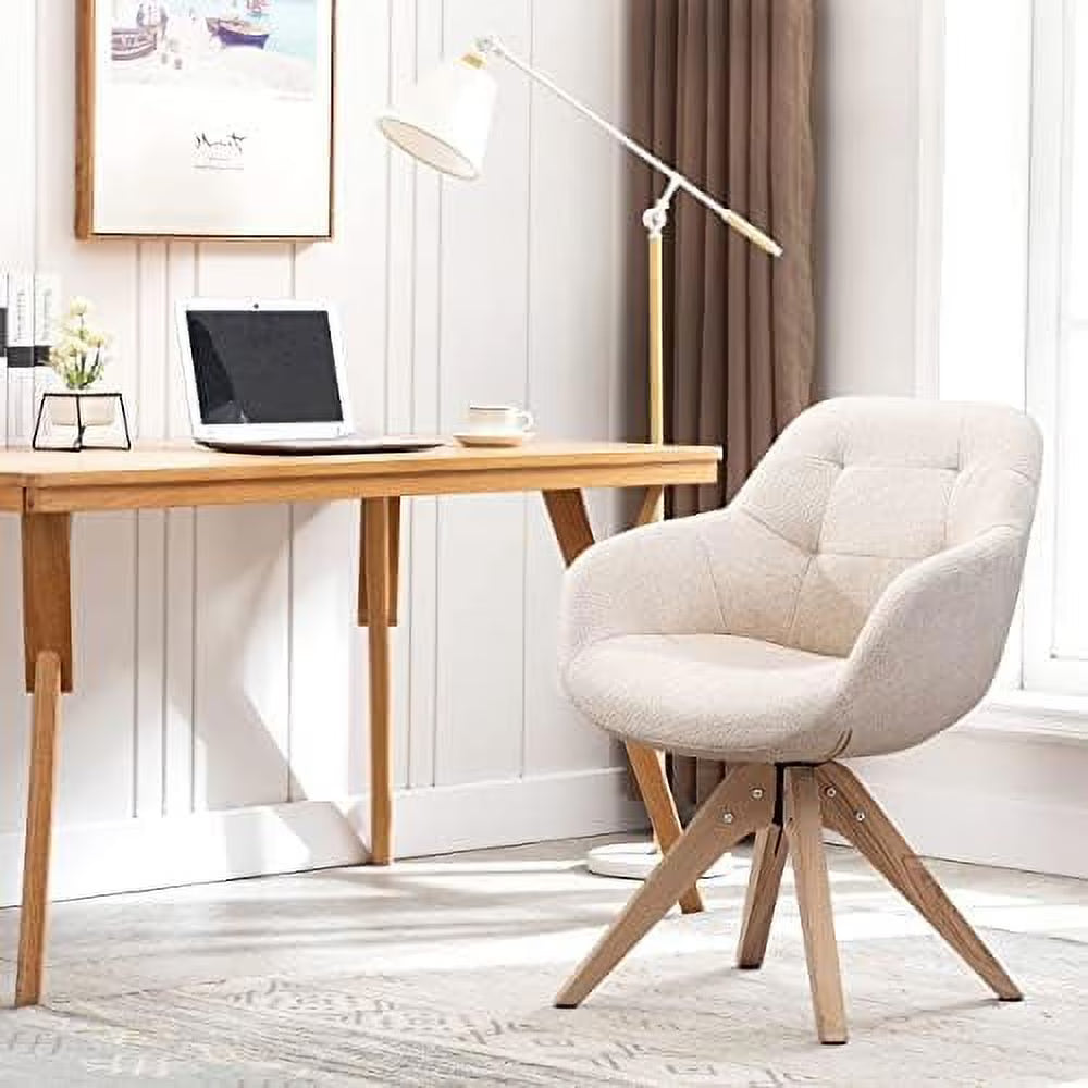 Mid Century Modern Swivel Fabric Accent Chair with Oak Wood Legs B29022