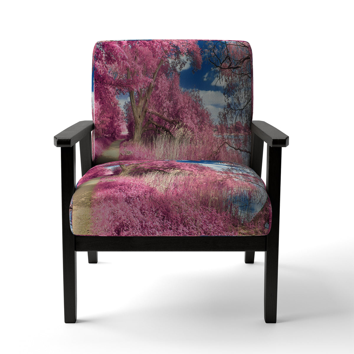 Pink And Purple Fantasy Forest Landscape Upholstered Accent Chair J89661