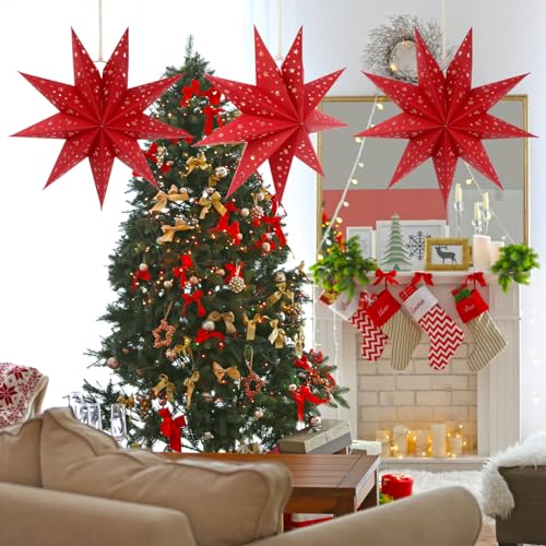 3Pcs Paper Star Lantern Lampshade Hanging Decorations Q799505