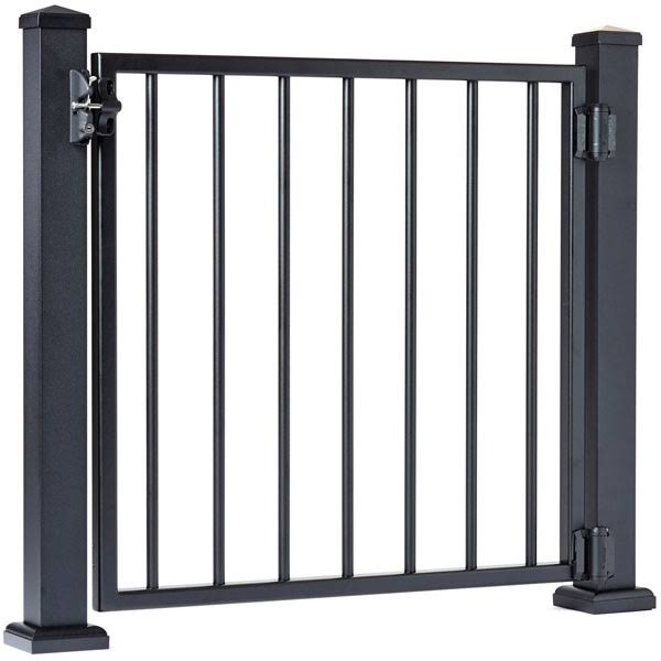 36x22W x 36x22H Fixed Gate with Round Balusters, Textured White Finish Z1835