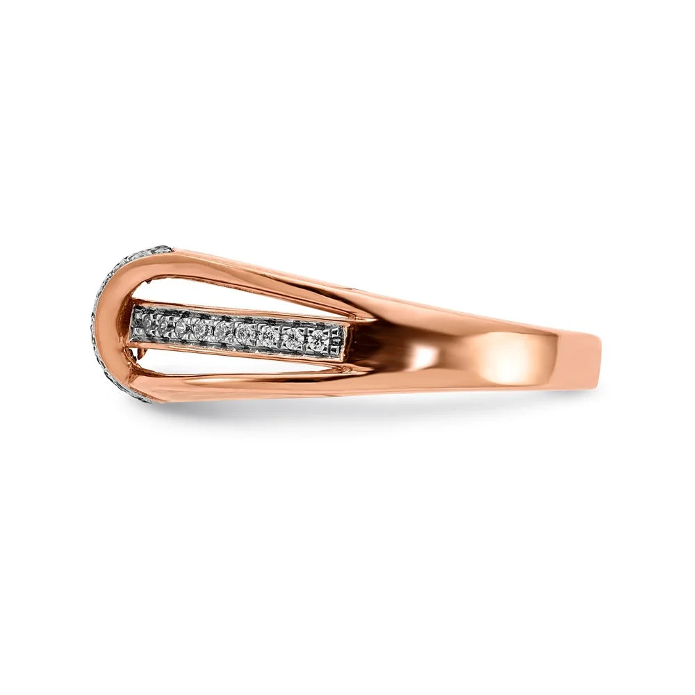 14kt Rose Gold White and Champagne Diamond Ring Size 7 P417