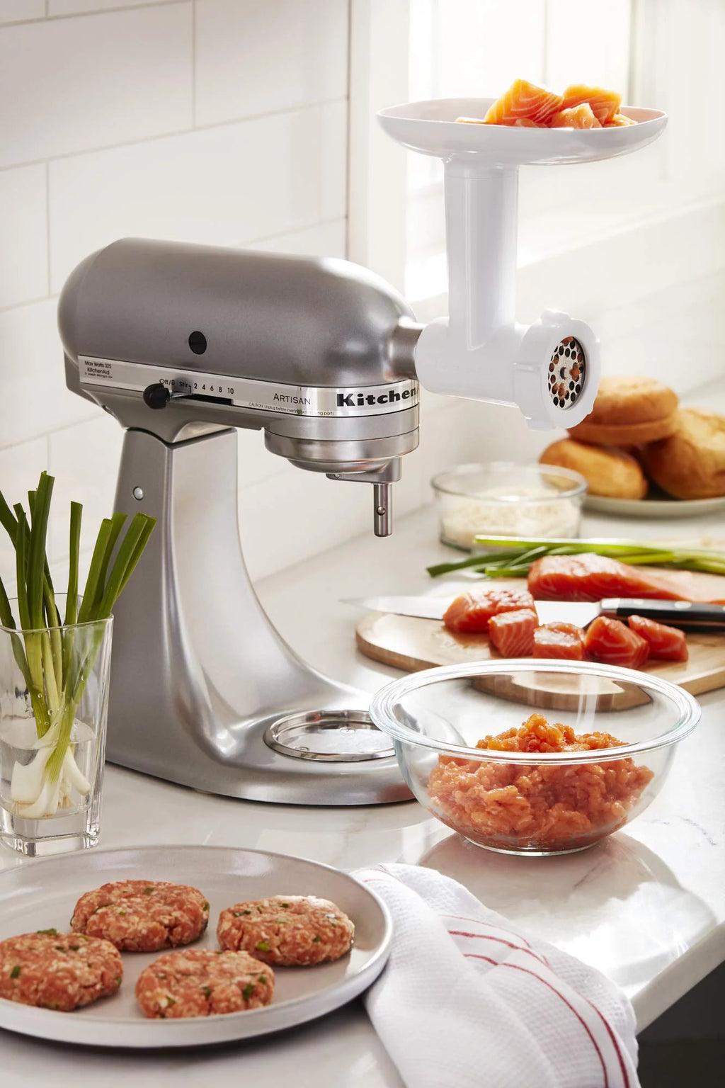 White Food Grinder Attachment S196371