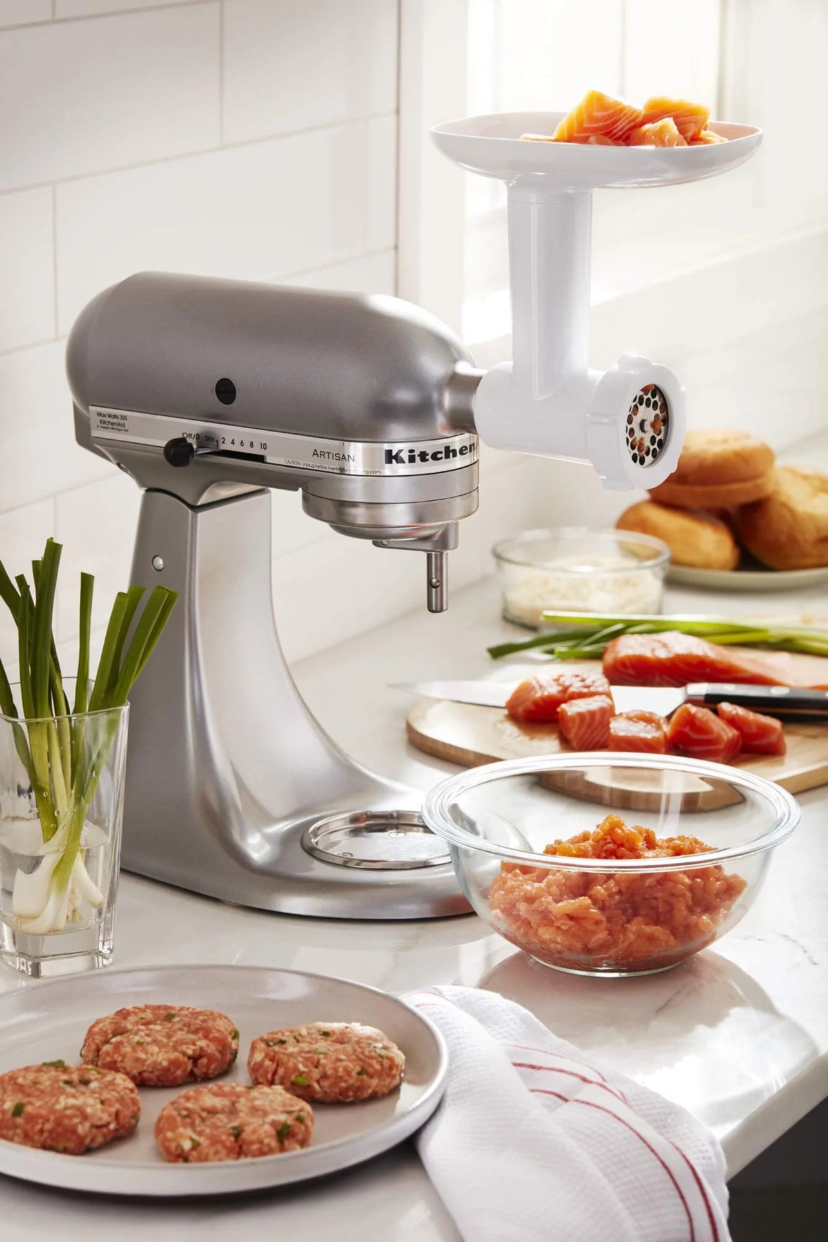 White Food Grinder Attachment S196371