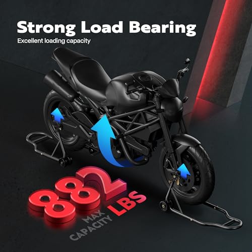 Black Motorcycle Stands 882 Lbs Capacity Front Rear Wheels Lift R385