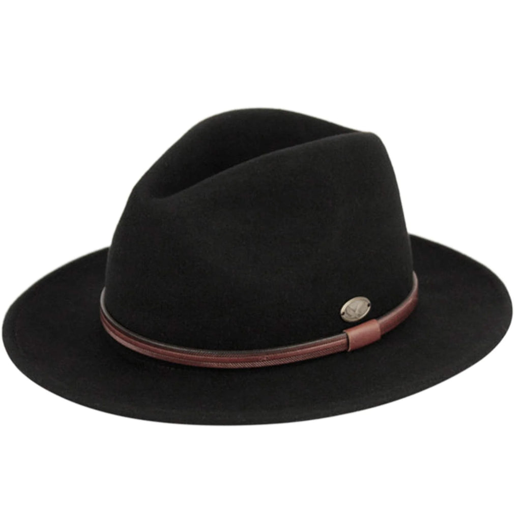 Wool Felt Outback Fedora with Faux Leather Band O92712