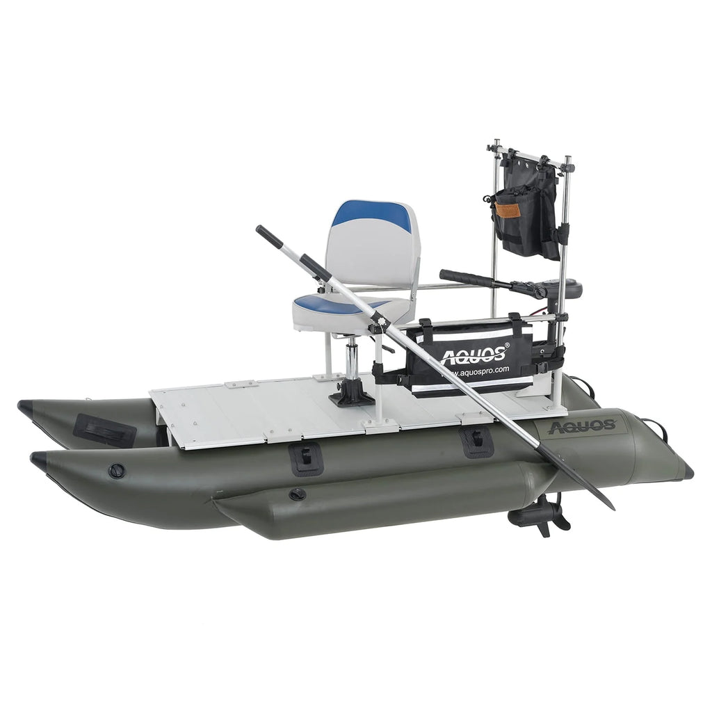 8.8 ft Inflatable Pontoon Boat with Trolling Motor and Foot Control L348689